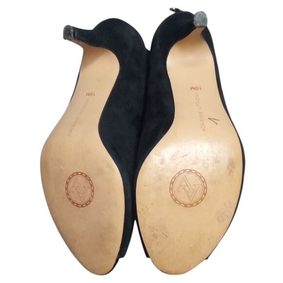 Adrienne Vittadini Black Gradie Suede Leather Pumps/ Booties Zip Back Size 10 - Picture 7 of 10